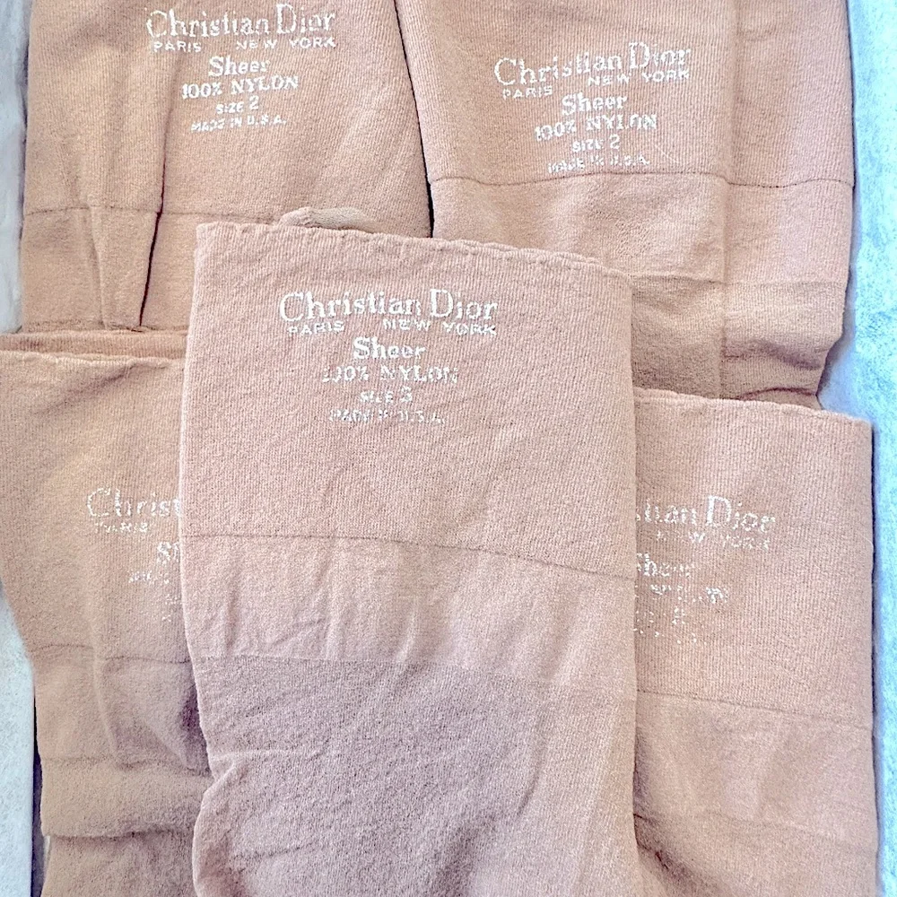 7pc “CHRISTIAN DIOR” VTG LADIES Sheer Pantyhose Socks +Controlled Top Pantyhose